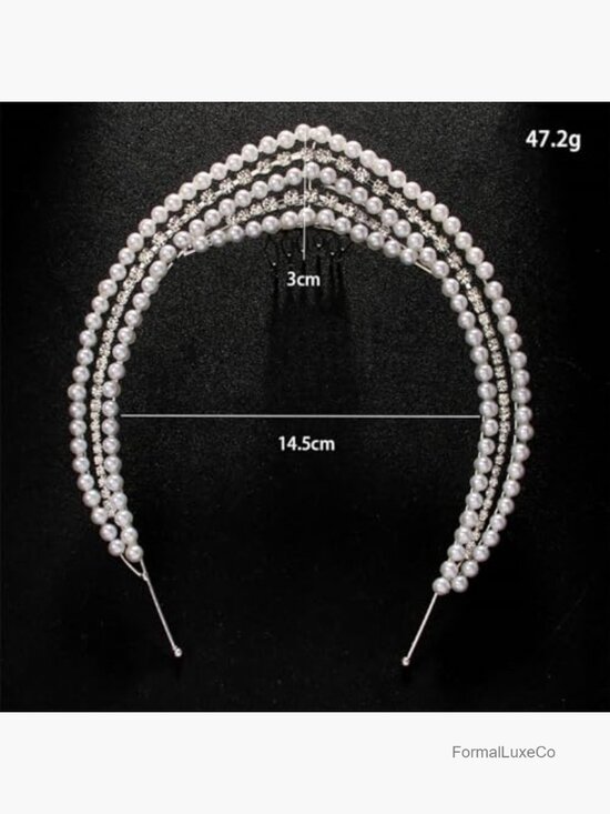 Vintage Pearl Headband Crown Bridal Princess Tiara Rhinestone Medieval main image 5